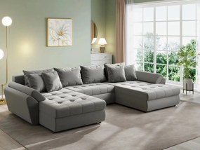 Colțar extensibil dumonde cu ladă de depozitare si sezut confortabil din spuma high-density, Loana U Royal Grey 355x185 cm