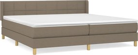 vidaXL Pat box spring cu saltea, gri taupe, 200x200 cm, textil