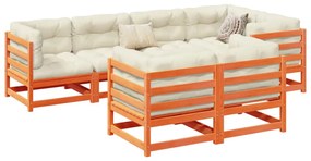 vidaXL Set canapele grădină cu perne, 7 piese, maro, lemn masiv de pin