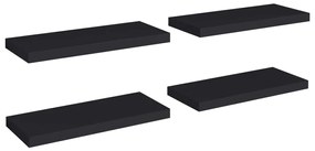 323834 vidaXL Rafturi de perete, 4 buc., negru, 60 x 23,5 x 3,8 cm, MDF