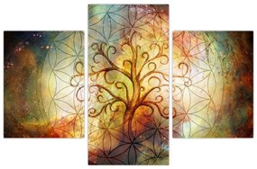 Tablou abstract cu copac (90x60 cm)