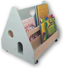 Biblioteca Montessori cu roti, in forma de casuta BOOKY Pearl White