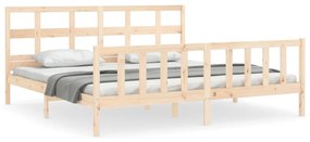3193031 vidaXL Cadru pat cu tăblie 200x200 cm, lemn masiv de pin