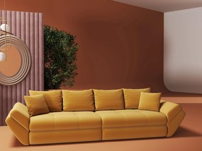 Canapea extensibilă dumonde cu ladă de depozitare si sezut confortabil din spuma high-density, Loana Royal Mustar 300x100 cm