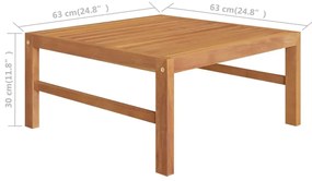 Set mobilier gradina cu perne gri, 6 piese, lemn masiv de tec Gri, 2x mijloc + 3x colt + masa, 1