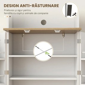 HOMCOM Mobilier Bufet Bucătărie pentru Cuptor cu Microunde cu Rafturi și Suport Condimente Alb | Aosom Romania