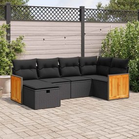 3326024 vidaXL Set mobilier de grădină cu perne, 6 piese, negru, poliratan