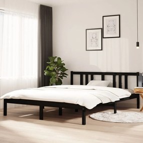 814893 vidaXL Cadru de pat King Size, negru, 150x200 cm, lemn masiv