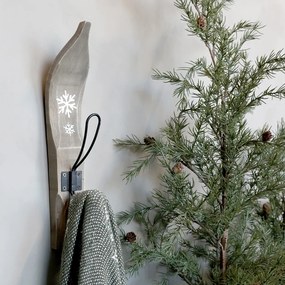 Cuier decorativ de perete din lemn, cu motive cu fulgi de zăpadă, H35 cm, „Vintage Hook”