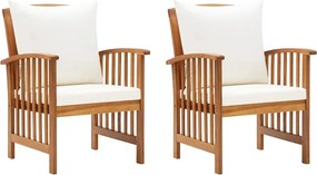 vidaXL Scaune de grădină cu perne, 2 buc., lemn masiv de acacia