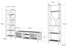 Set mobilier TV gri antracit/natural 150x47 cm Maxim - Kalune Design