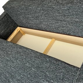 Canapea LARISA extensibila, 3 locuri, lada de depozitare, stofa gri inchis, 220x95x85 Stofa, Gri Inchis
