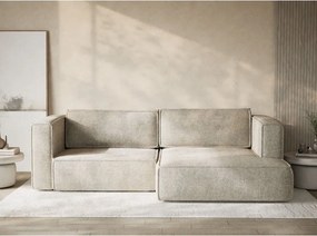 Colțar bej extensibil/cu spațiu de depozitare cu tapițerie din chenille (cu colț pe partea dreaptă/cu șezlong) Velto – Maison de Rêve