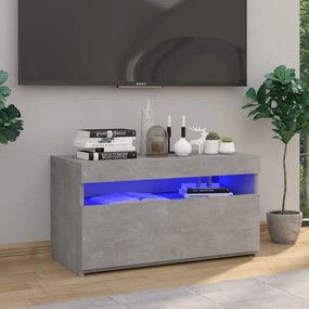 Comodă TV cu lumini LED, gri beton, 75x35x40 cm