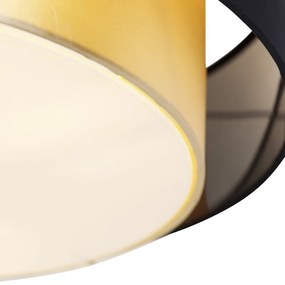 Plafoniera moderna neagra cu auriu 50 cm 3 lumini - Drum Duo