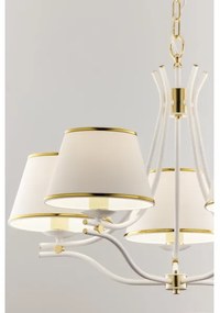 Jupiter 2084 - Candelabru pe lanț SAMBA, 5xE27/15W/230V, alb/auriu