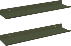 vidaXL Raft suspendat 2 pcs Verde măsliniu 40 x 9 x 2,5 cm Oțel
