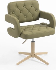 HR8403CROSS Scaun Khaki Piele Ecologica Premium Soft cu Bază Crem