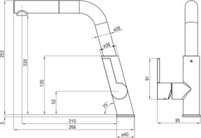 Baterie bucatarie extractabila finisaj crom - black Silia BQS_B730