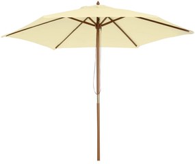 Outsunny Umbrelă de Soare pentru Grădină cu Suport din Lemn, Design Elegant, 2.5x2.3m, Crem, Protecție UV | Aosom Romania