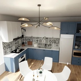 Lustră pe tijă LOTUS 6xE14/10W/230V negru/bej