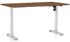 Masă înălțime reglabilă OfficeTech A, 120 x 80 cm, picioare albe, stejar silverjack