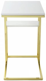 Masuta de cafea dreptunghiulara din metal cu spatiu de depozitare Lucilla 48x35x60 cm alba/aurie