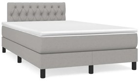 vidaXL Pat cu arcuri, saltea și LED, gri deschis, 120x190 cm, textil