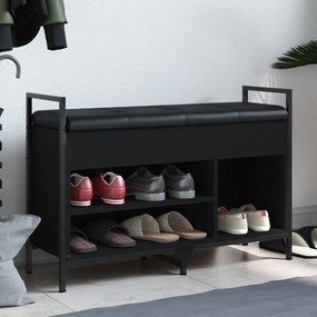 Banca de pantofi, negru, 85,5x32x57,5 cm, lemn prelucrat