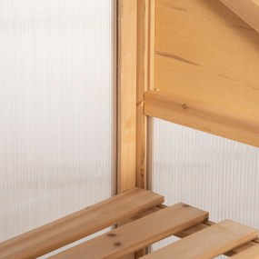 Outsunny Mini-seră, seră mică cu structură din lemn, ferestre și ușă dublă, 3 rafturi, 70L x 50L x 120Î cm, maro | Aosom Romania