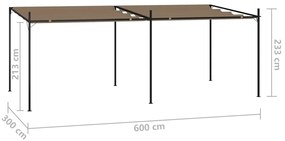Pavilion cu acoperis retractabil, gri taupe, 600x300x233 cm Gri taupe, 600 x 300 x 233 cm