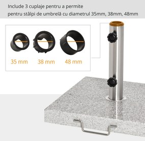 Outsunny Suport Baza Pentru Umbrela de Gradina in Marmura 29kg, 42x42x36cm