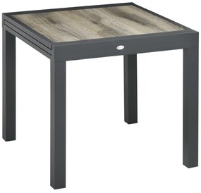 Outsunny Masa de Grădină, extensibilă, ușor de întreținut, cadru de aluminiu, aspect de lemn, 160 x 80 x 75 cm | Aosom Romania