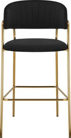 Scaun de bar de design, material catifea neagră/gold crom auriu, DASMIN TIP 2