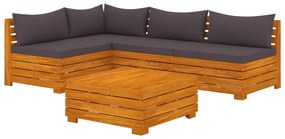 3087328 vidaXL Set mobilier de grădină cu perne, 5 piese, lemn masiv acacia