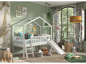 Pat pentru copii 90x200 cm alb înalt cu formă de căsuță Dallas - Vipack