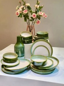 SET 108 Farfurii Desert, diamtrul 20cm, Infinity Green, Glazurare Manuala, Horeca Profesional)