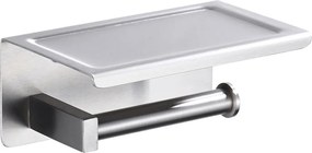 Suport hartie igienica Balneo Qube cu raft inox periat