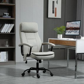 Vinsetto Scaun de birou cu funcție de masaj, scaun de gaming reglabil în înălțime cu funcție de masaj, scaun ergonomic de birou, scaun de masaj pentru coloana lombară cu senzație de in/out, Bej 63 x 70 x 112-121 cm | Aosom Romania