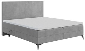 Pat matrimonial Boxspring 160 cm Ricky (gri) (cu saltea și sp. depozitare). 1043439