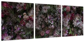 Tablou - Perete de flori (cu ceas) (90x30 cm)
