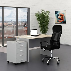 Set mobilier birou SimpleOffice 1, 120 cm, gri / stejar deschis