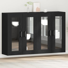 vidaXL Dulapuri suspendate 2 buc Negru Stejar 69,5 x 34 x 90 cm Lemn stratificat