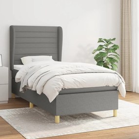 vidaXL Pat box spring cu saltea, gri închis, 80x200 cm, textil
