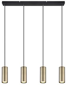 Lustră pe cablu ROBBY 4xGU10/35W/230V neagră/alamă Globo 57911-4HM