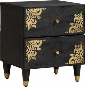 vidaXL Dulap de noapte Negru 40 x 33 x 46 cm Lemn de mango solid