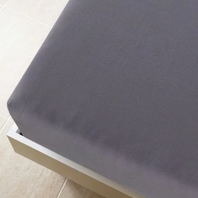 Cearsaf de pat cu elastic, 2 buc., antracit, 100x200 cm, bumbac