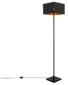 Lampa de podea moderna neagra cu patrat auriu - VT 1