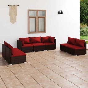 3102235 vidaXL Set mobilier de grădină cu perne, 7 piese, maro, poliratan