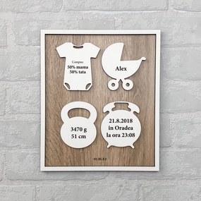 DUBLEZ | Tăbliță din lemn pentru nou-născut